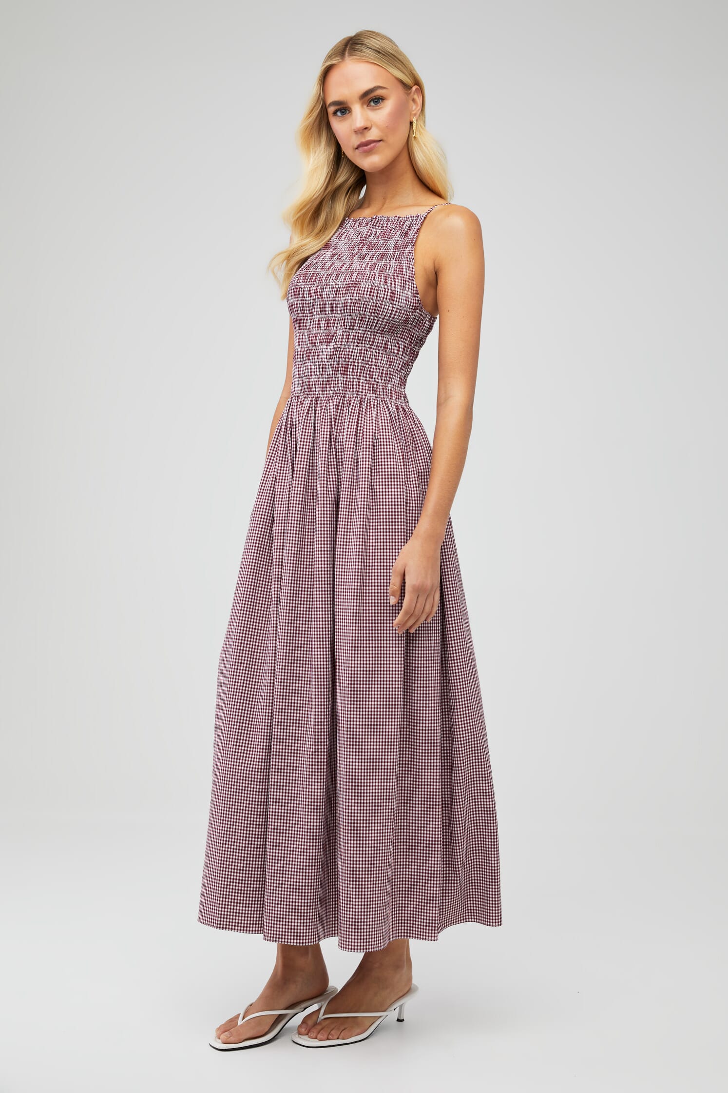 FAITHFULL THE BRAND | Laia Maxi Dress in Gingham Deep Red| FashionPass