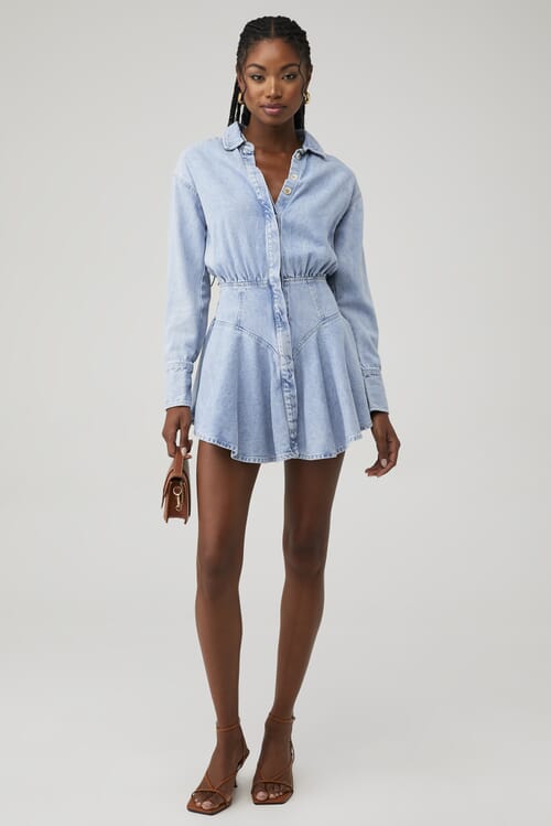 MON RENN | Lain Denim Shirt Dress in Denim Blue| FashionPass