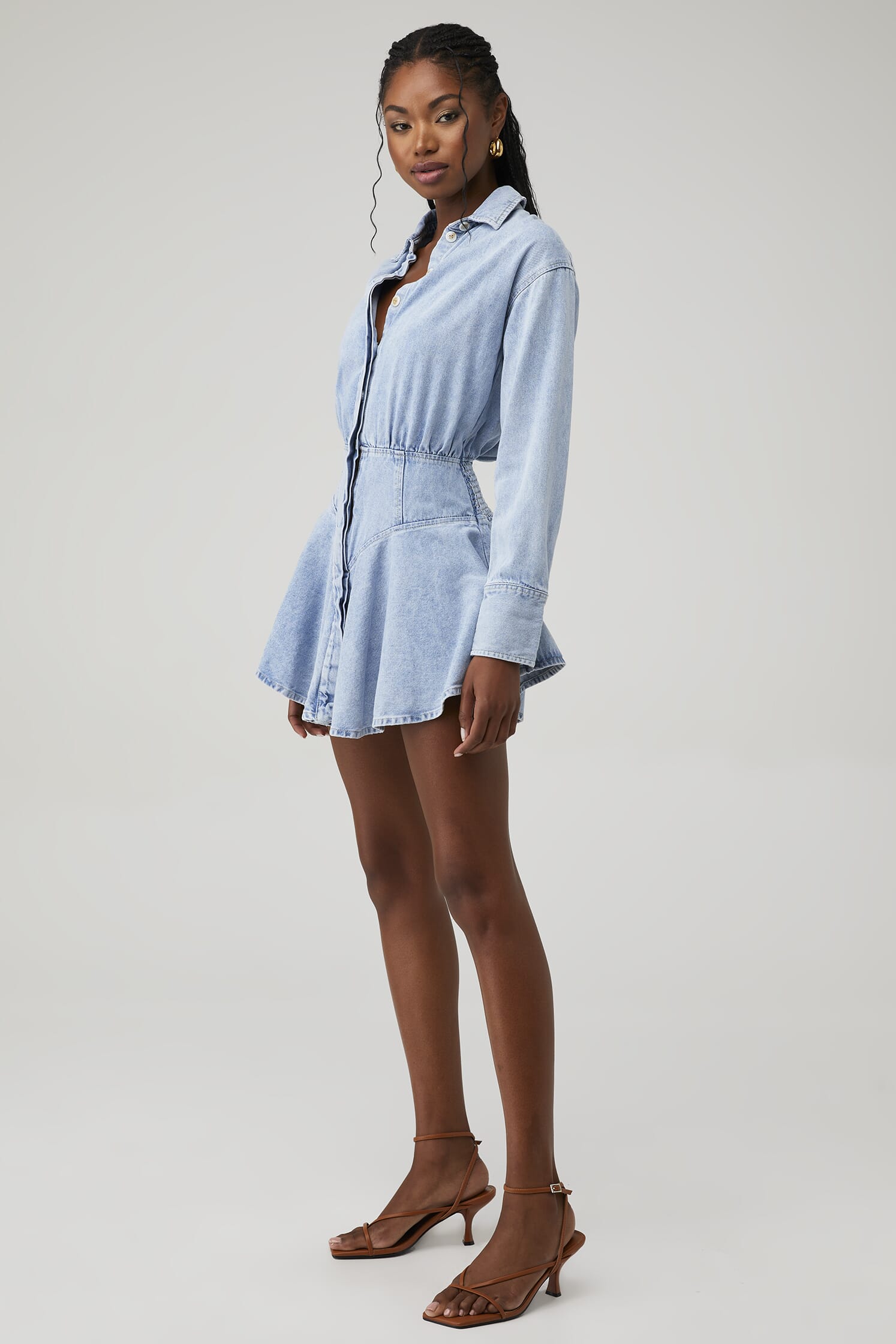 white christmas dresses Denim Embroidered Shirtdress main image 0