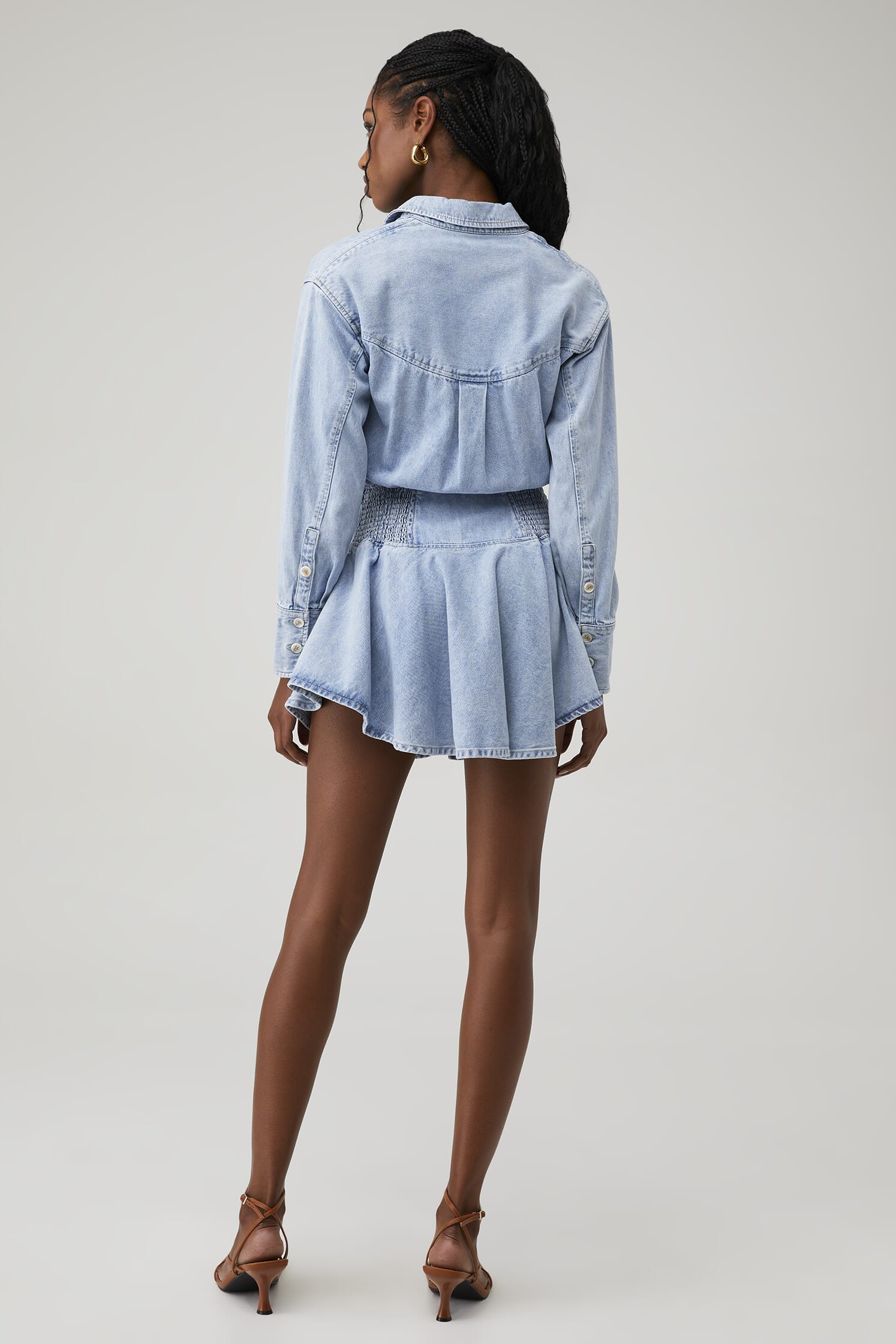 MON RENN | Lain Denim Shirt Dress in Denim Blue| FashionPass