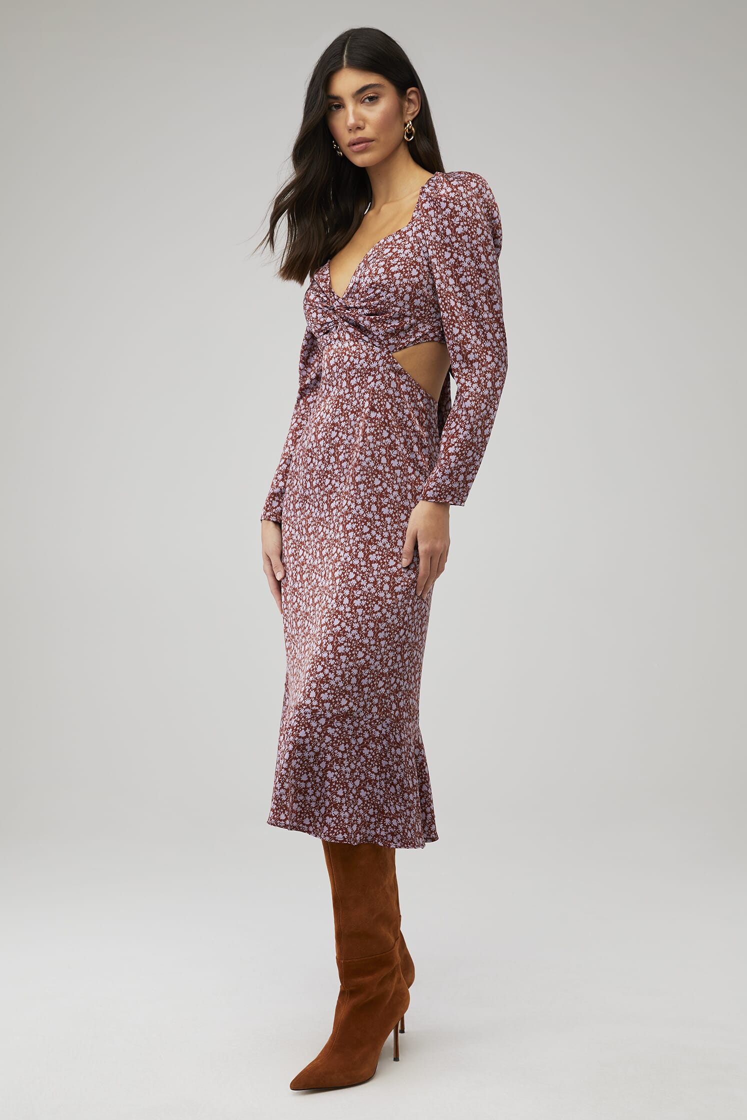 ASTR Lainie Dress in Brown-Lilac| FashionPass
