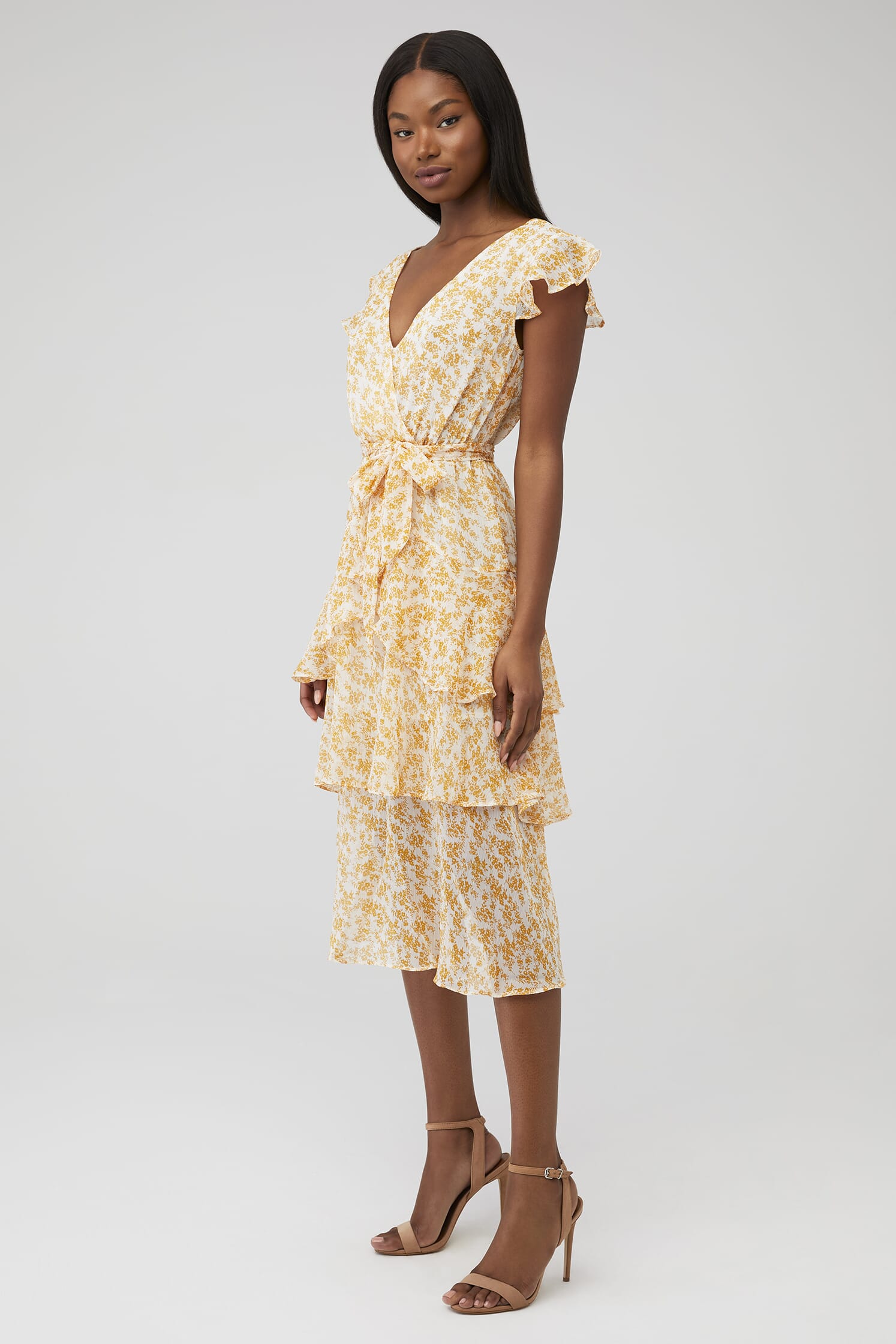 MINKPINK | Lana Midi Dress in Gold/White| FashionPass