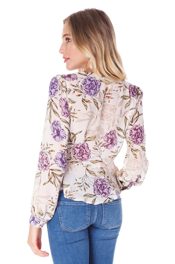 ASTR Laney Top in Cream Lilac Floral