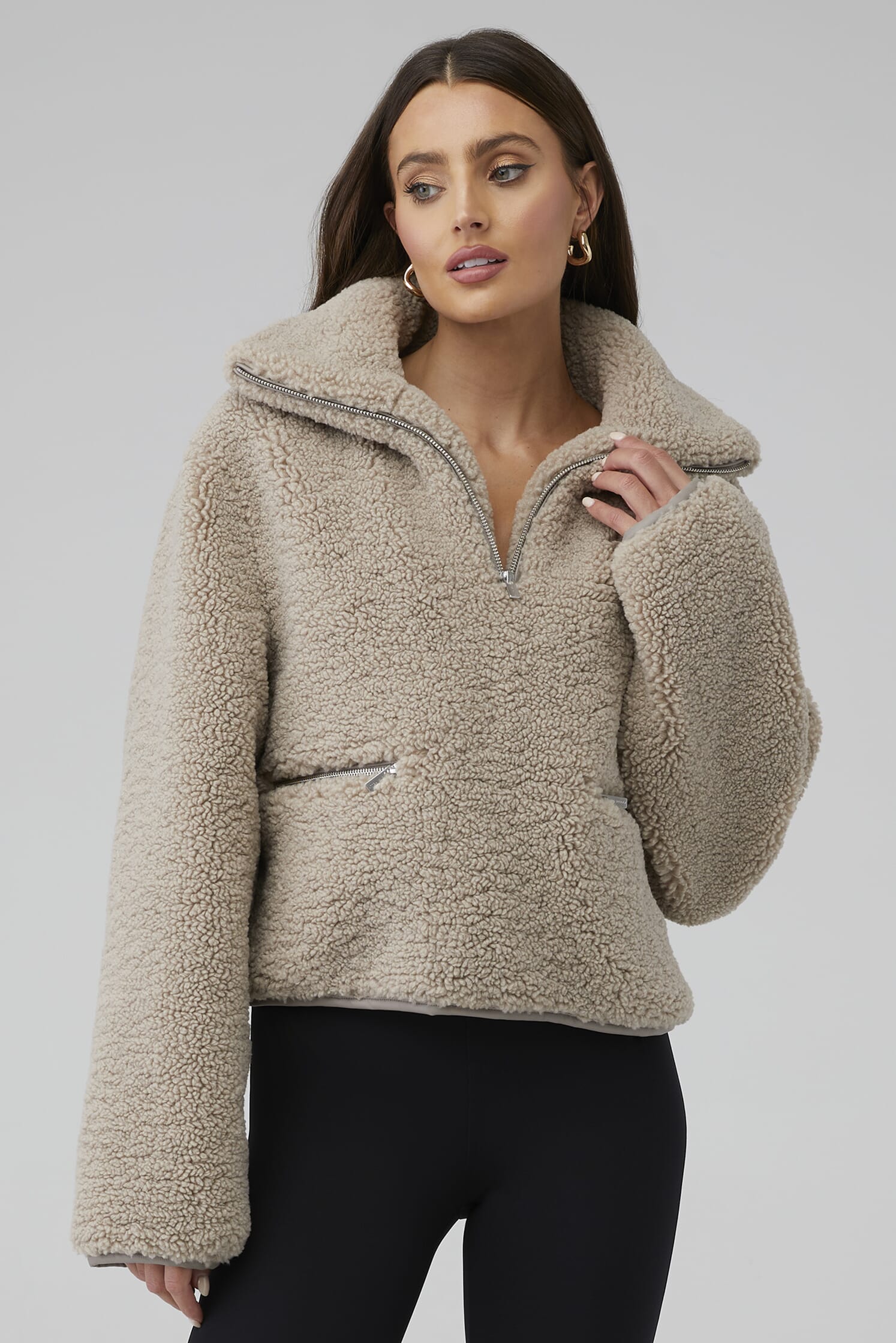 Ena Pelly Layla Teddy Pullover in Stone