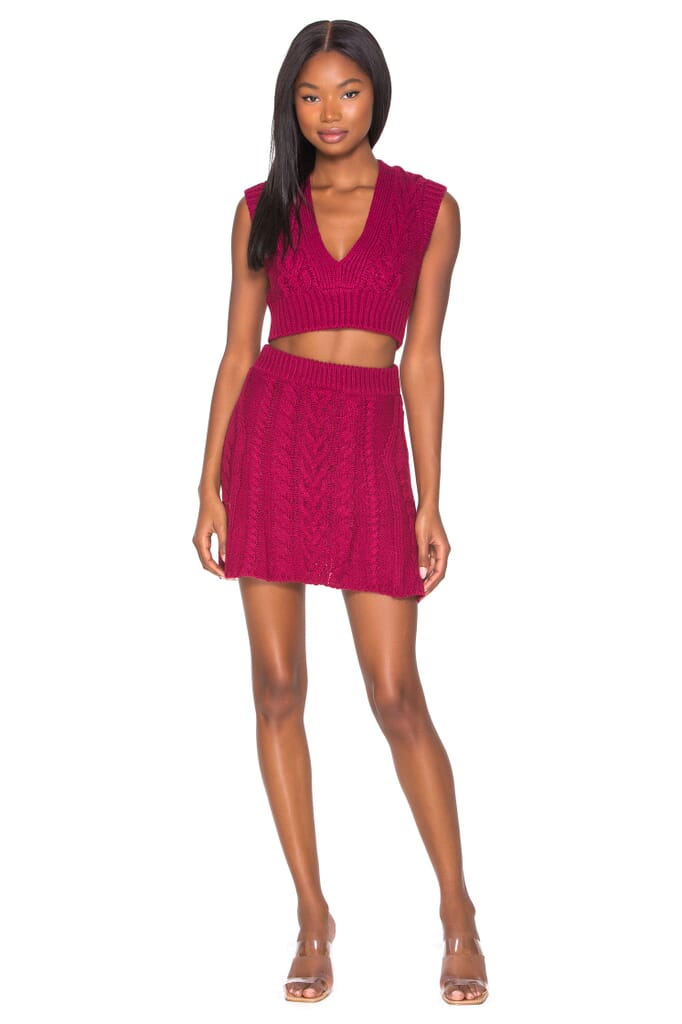 For Love & Lemons Layton Cropped Vest in Red FashionPass