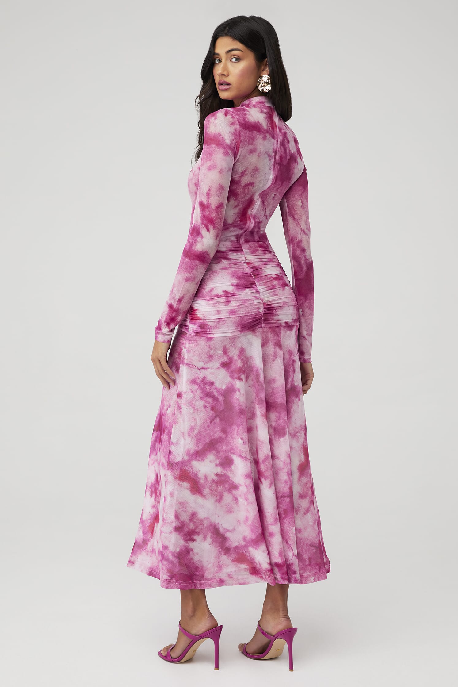 chinese dress ladies Women's Boho Mesh Pink Dress