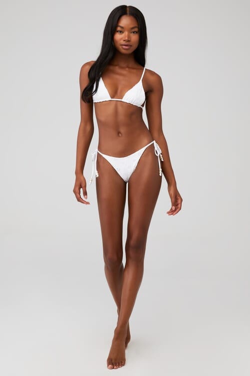 L Space Lennox Classic Bikini Bottom in White FashionPass