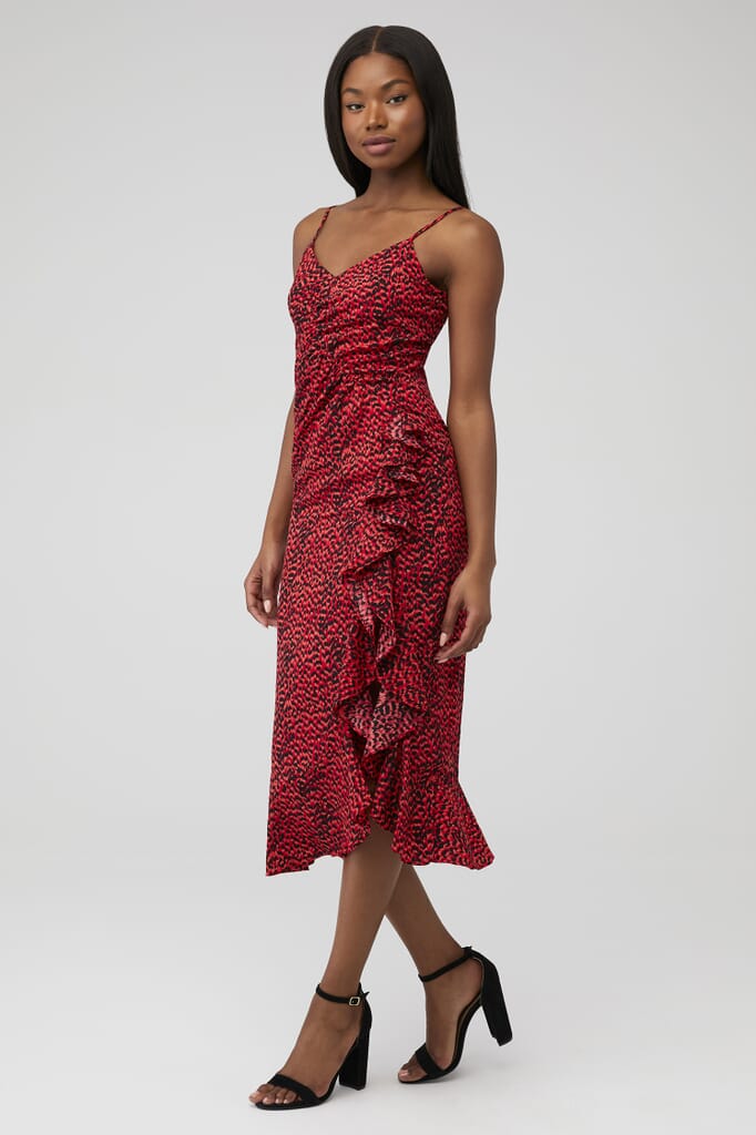 Bardot | Lexie Midi Dress in Red Leopard| FashionPass