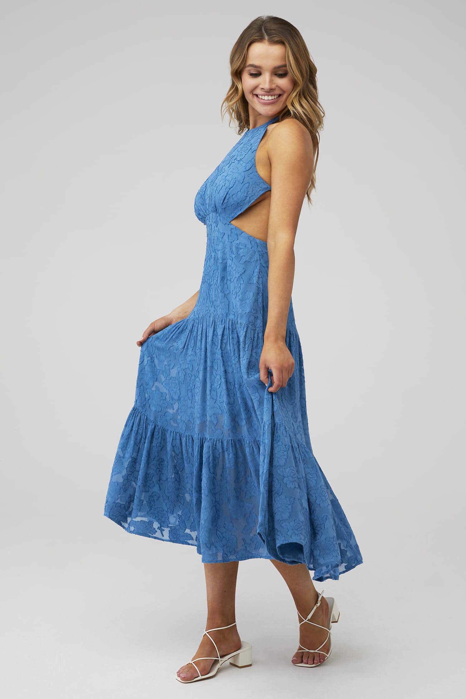 Karina Grimaldi | Lily Jacquard Dress in Blue| FashionPass