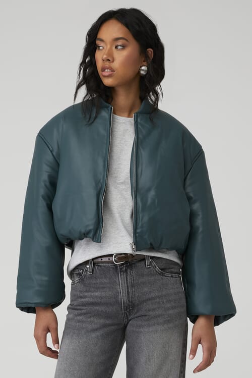 Blank nyc clearance green leather jacket