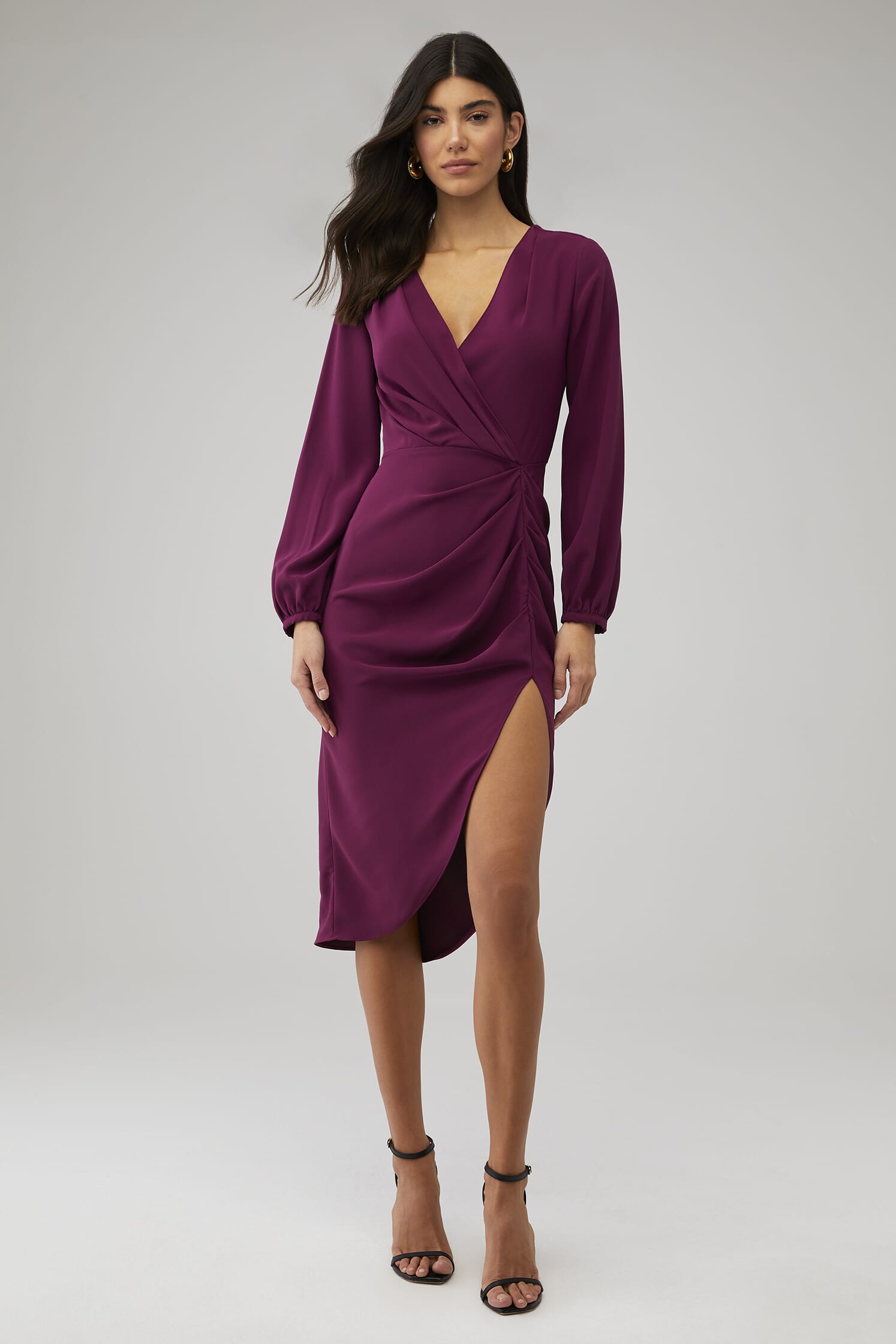 strapless open back dress Fuchsia Power Sleeve Gown 2 main image 1