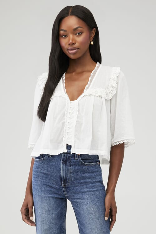WeWoreWhat | Puff Sleeve Top in Ivory| FashionPass