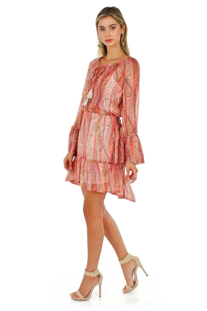 French Connection Malika Dress in Apricot Multi