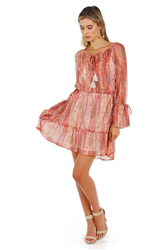 French Connection Malika Dress in Apricot Multi