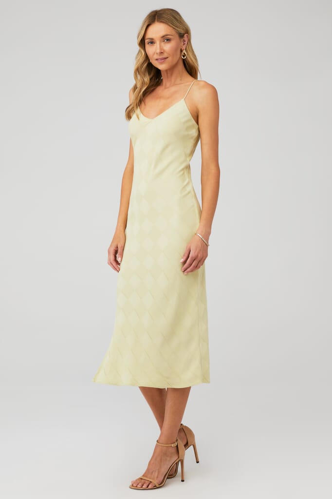 PISTOLA | Mari Slip Dress in Citron Grid | FashionPass