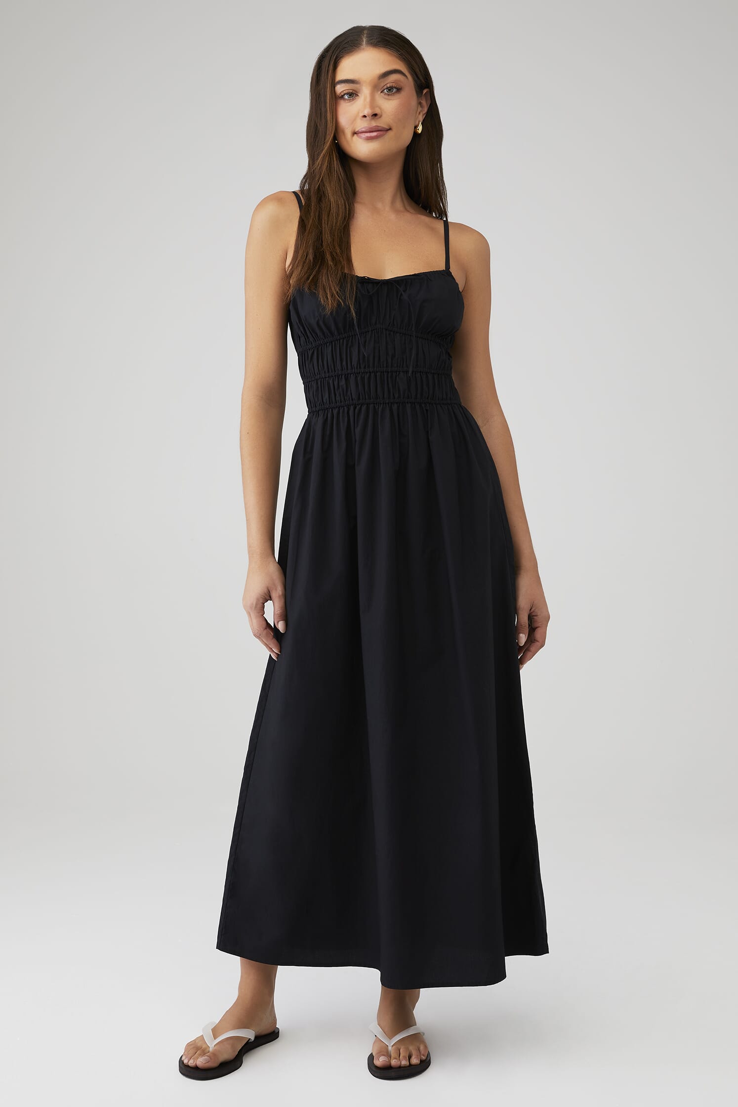 FAITHFULL THE BRAND | Marianne Midi Dress in Black| FashionPass