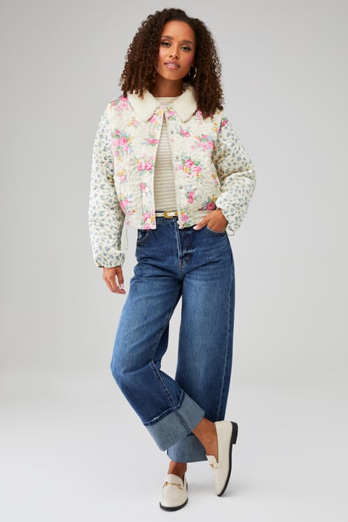 For Love & Lemons | Marlee Cropped Puffer Coat in Pink| FashionPass