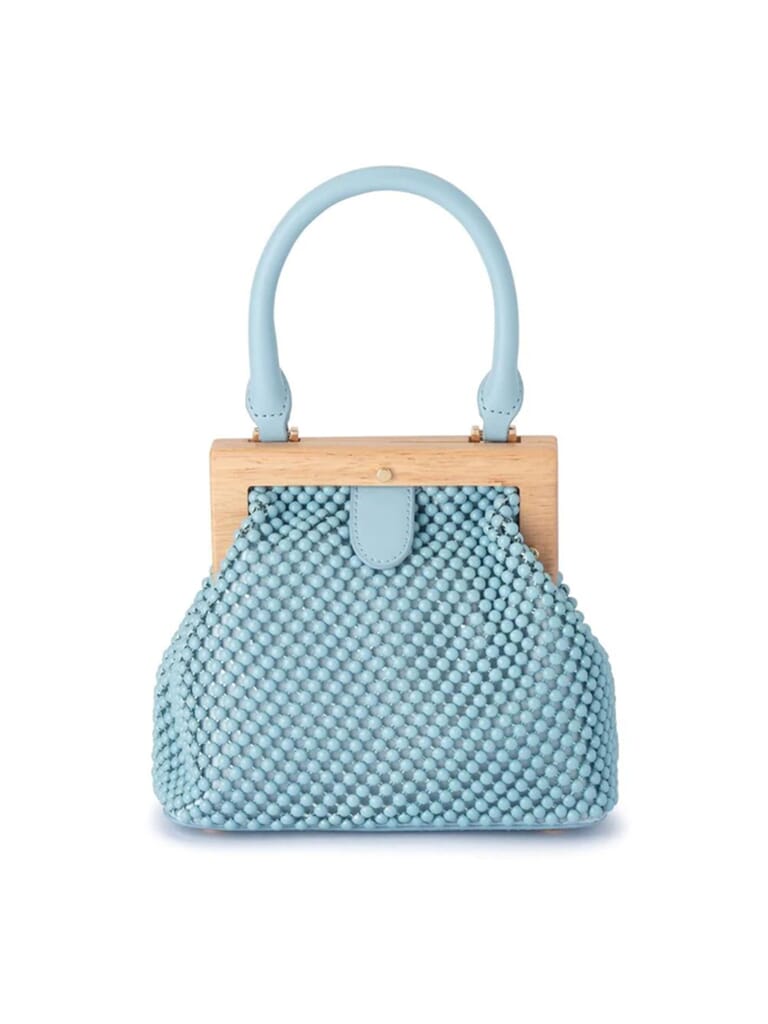 Olga Berg | Marlo Ball Mesh Handle Bag in Blue | FashionPass
