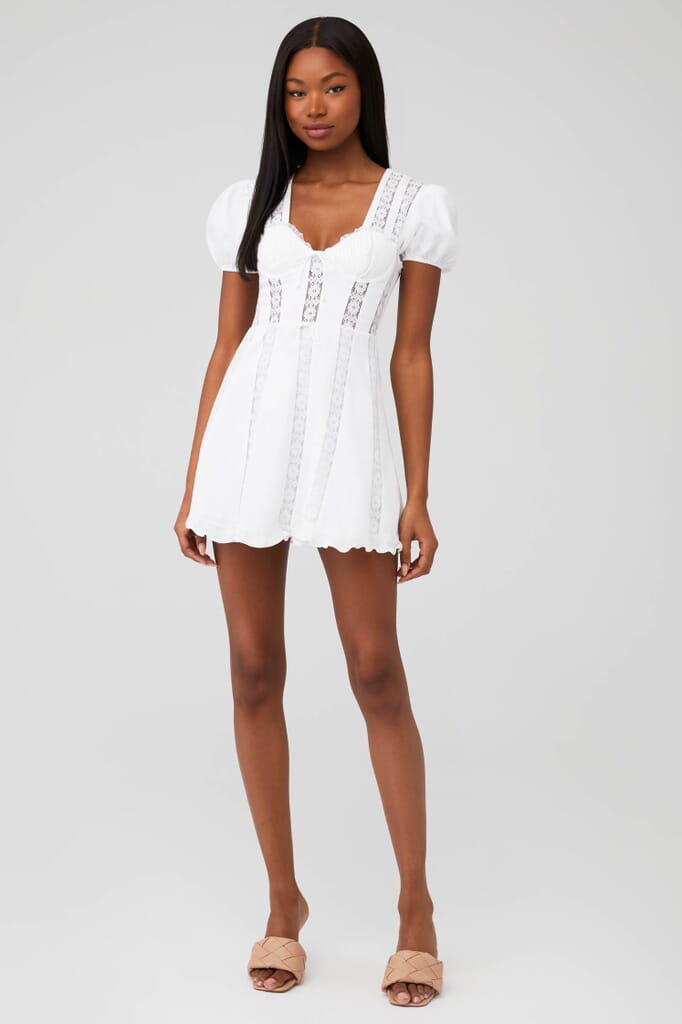 For Love & Lemons | Maura Mini Dress in White| FashionPass