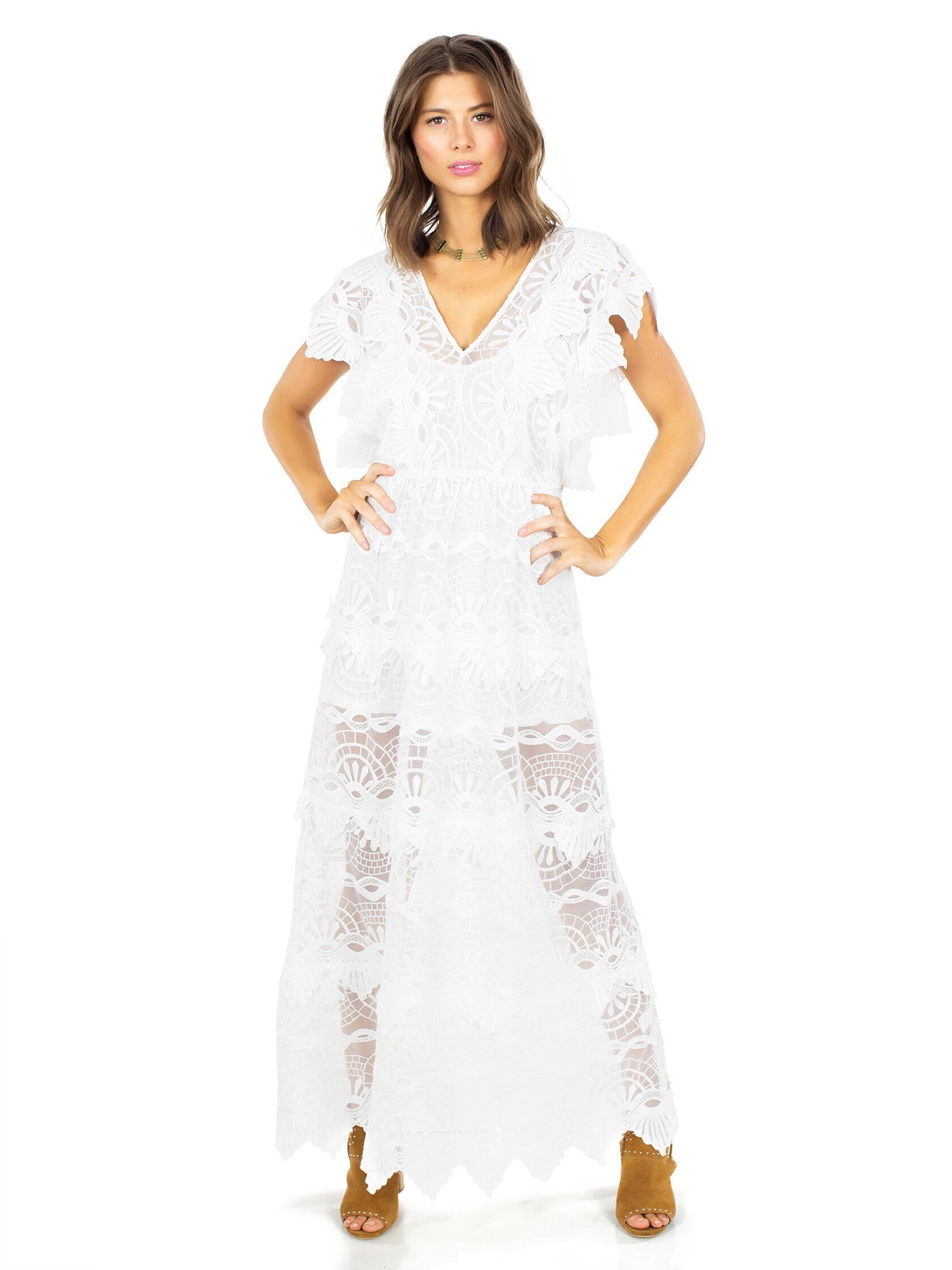 Nightcap Clothing Mayan Lace Gown in White