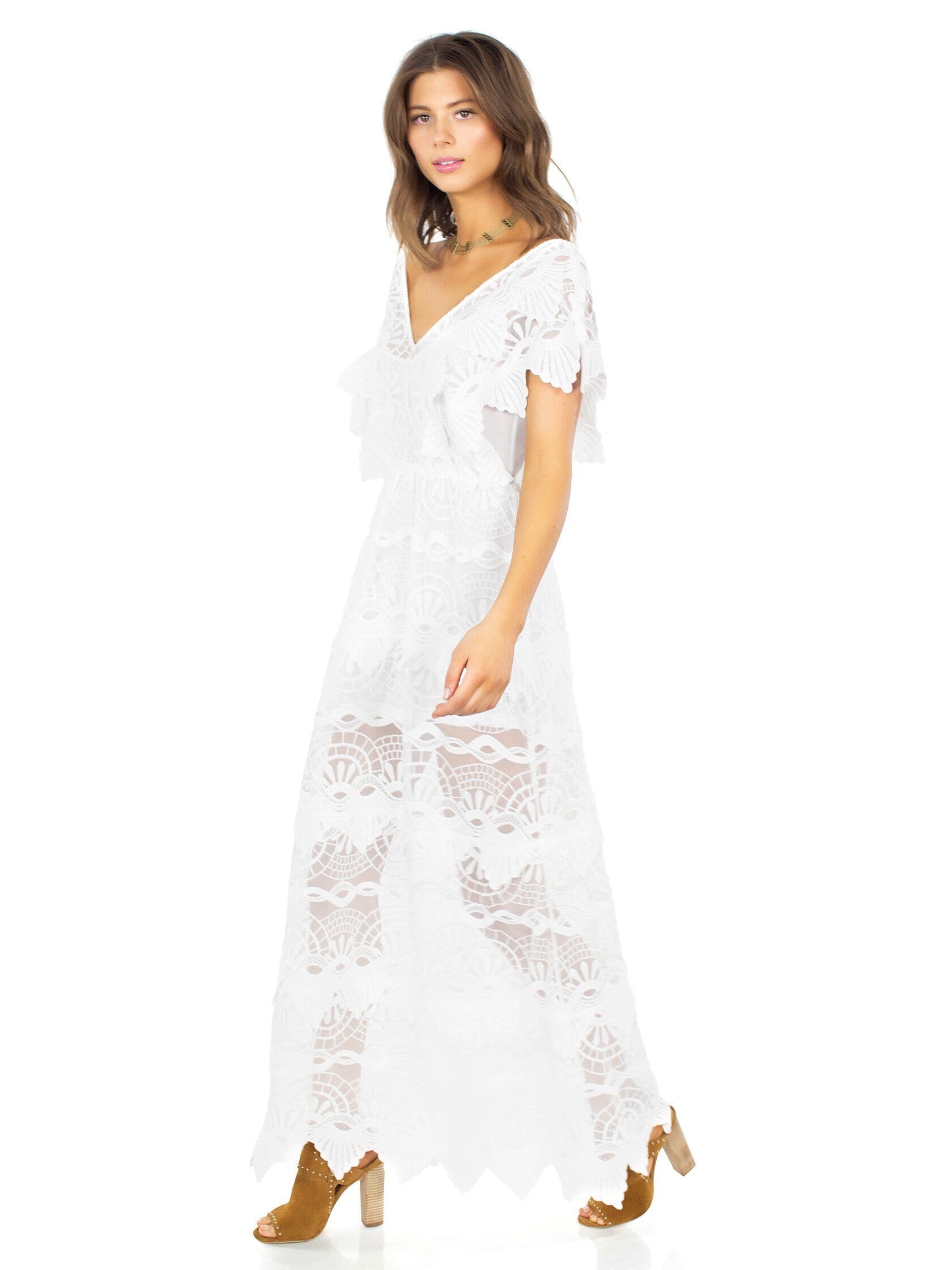 Nightcap Clothing Mayan Lace Gown in White