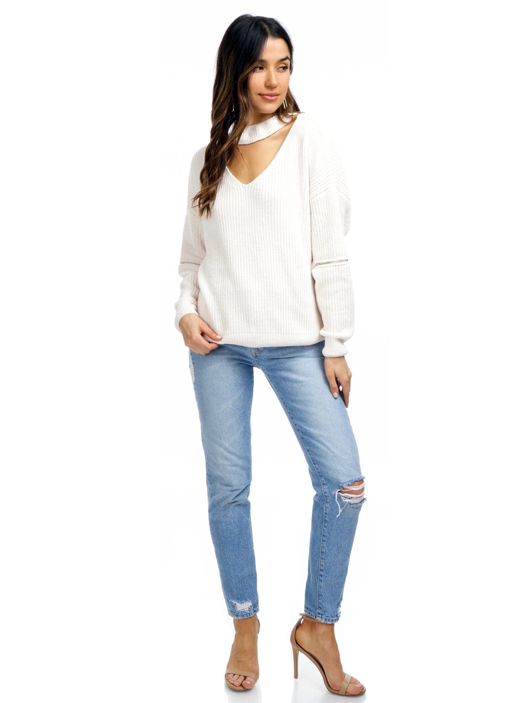 Strut & Bolt Megan Choker Sweater in Ivory FashionPass