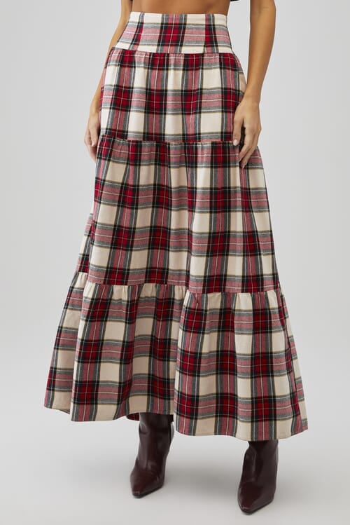 Winter plaid shop maxi skirt