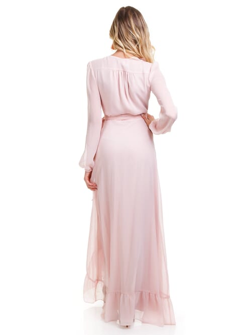 Wayf meryl long 2025 sleeve wrap maxi dress