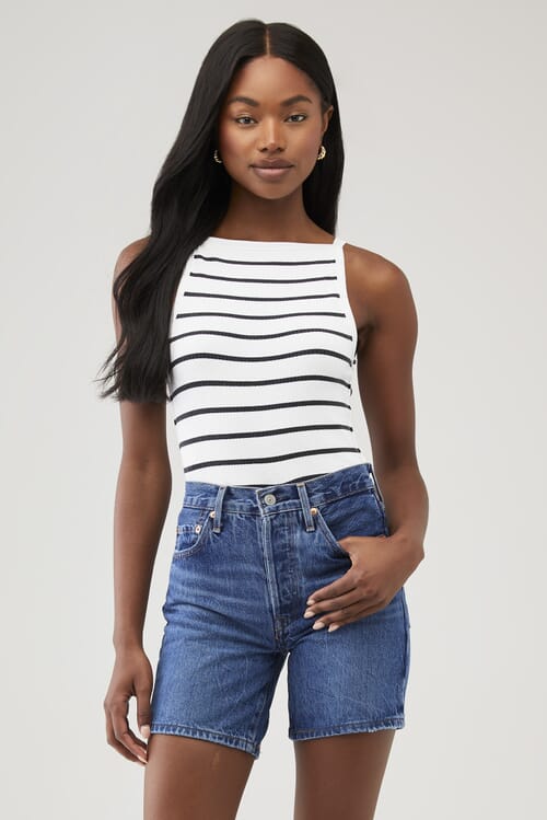 (取寄) フリーピープル レディース ミア ストライプ Free People women Mia Tank-Yd Stripe Black/White Combo We The Free Mia Striped Tank | Free People