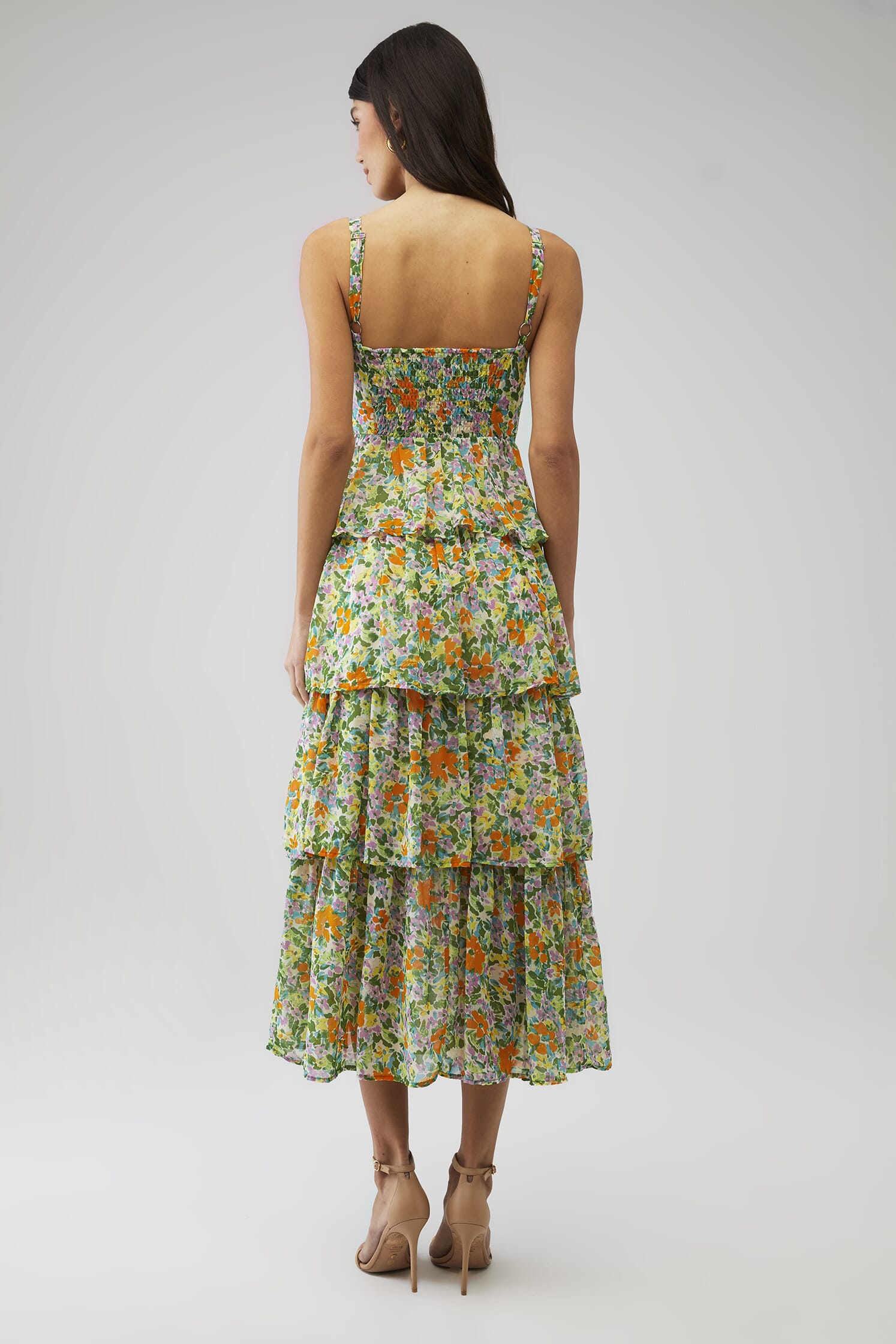 ASTR | Midsummer Dress in Green Orange Floral | FashionPass