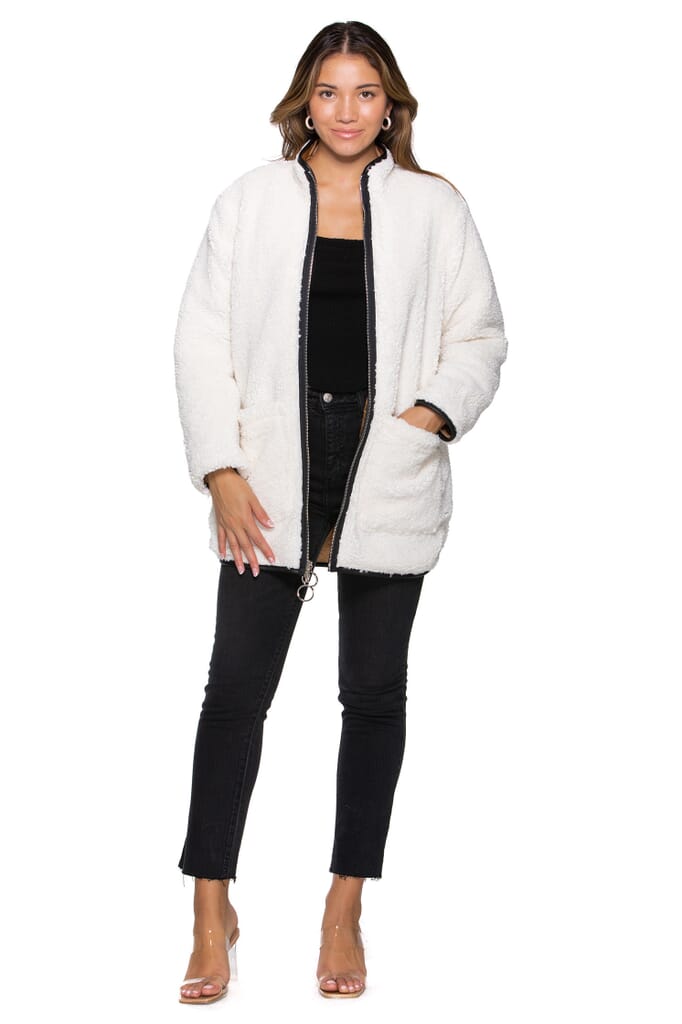Greylin | Midtown Reversible Sherpa Quilted Jacket in Beige| FashionPass