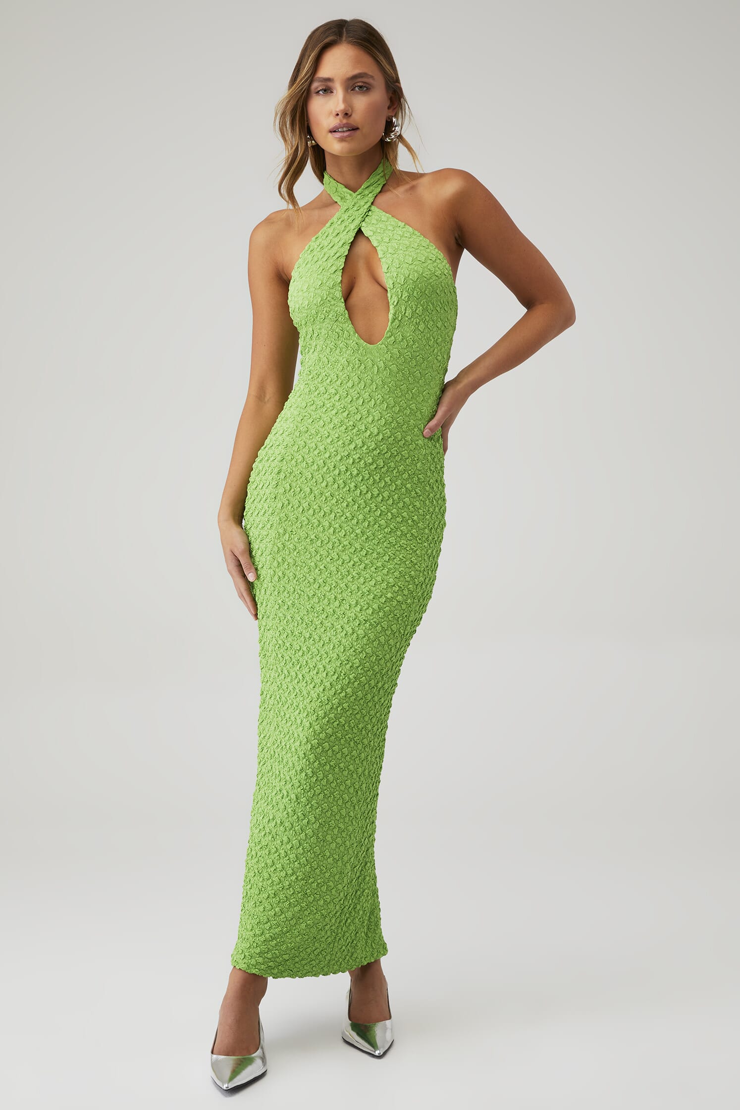 white tie halter dress Halter White Tie Front Summer Dress – LORI main image 1