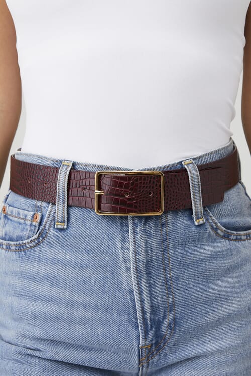 B-Low the Belt | Milla Croco Belt in Burgundy Gold| FashionPass