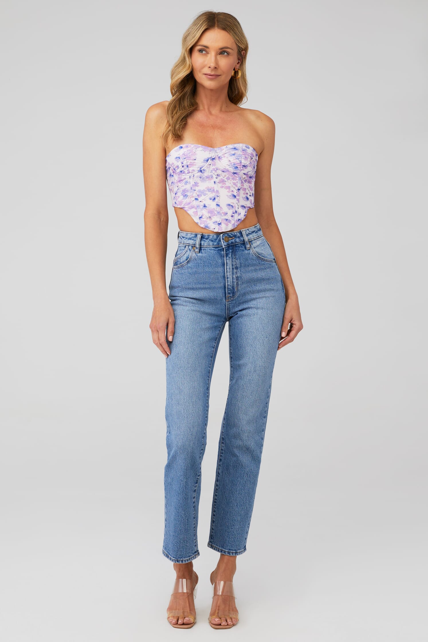 Bardot Mirabelle Floral Bustier in Lilac Floral