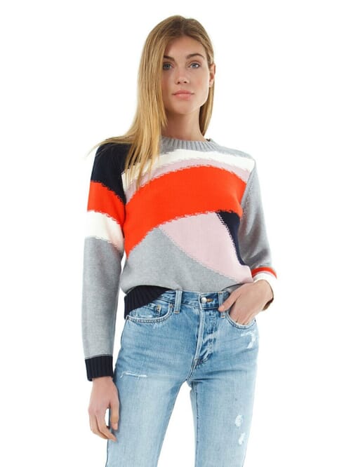 Colorblock clearance crewneck sweater