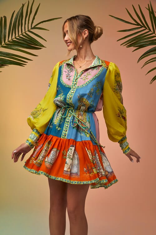 FARM RIO | Flowering Garden Tree Green Mini Dress in Flowering Garden Tree| FashionPass FARM RIO | Flowering Garden Tree Green Mini Dress in Flowering Garden Tree| FashionPass