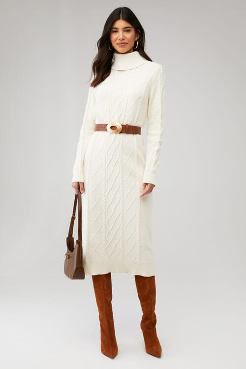 Show Me Your Mumu | Montreal Midi Dress in Cream Cable Knit