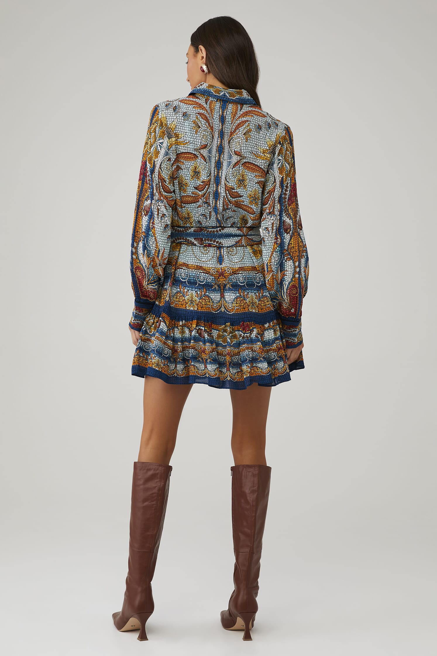 blue rio dress Farm Rio Arabesque Scarf Blue Midi Dress – True Orange Boutique