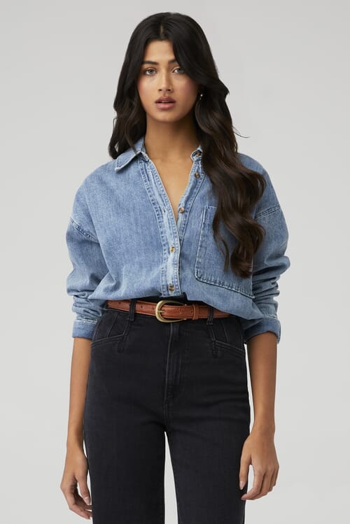 Free People Mackenzie Button-Down Denim shops Shirt