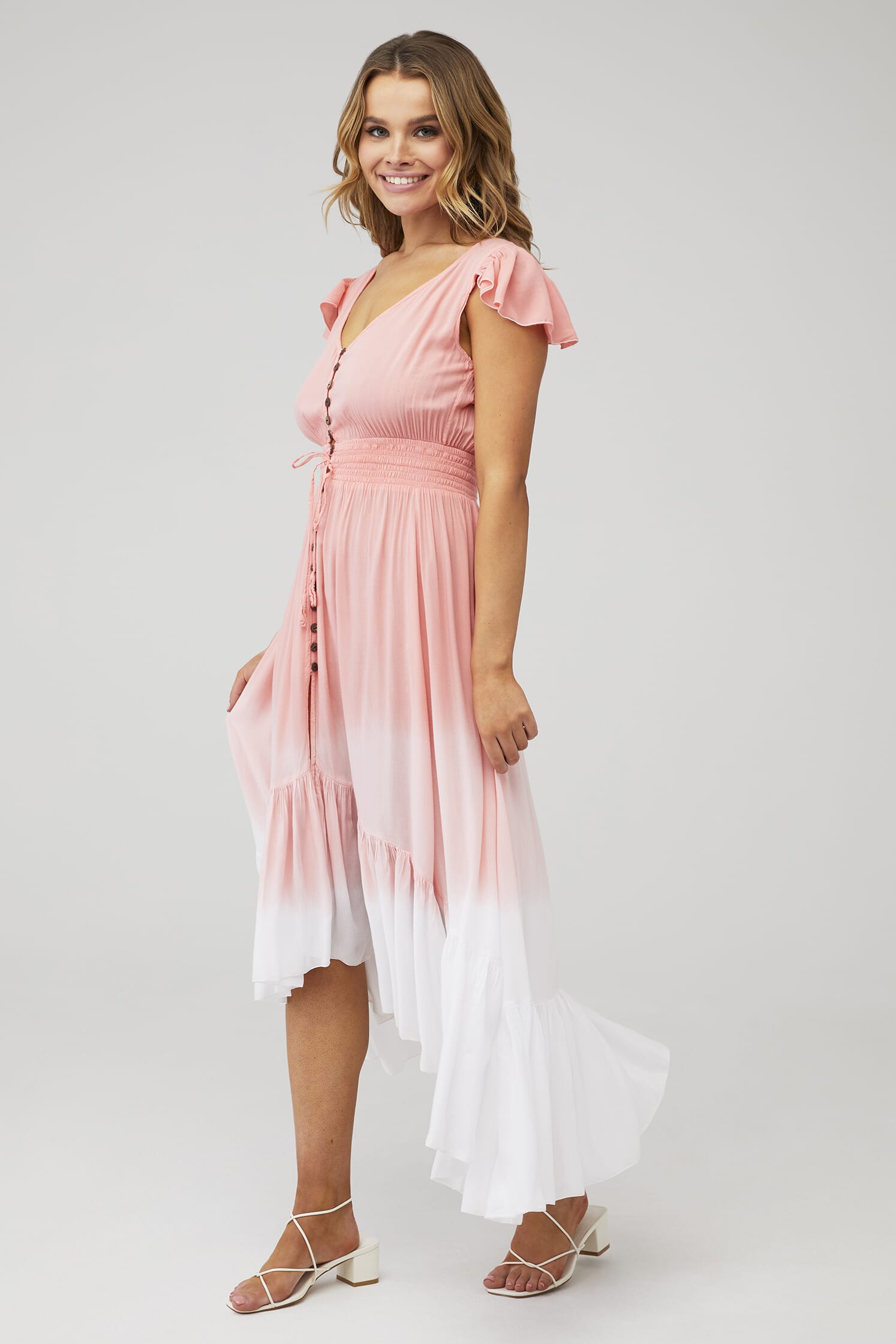 Pippa Ruffle Maxi Dress, Dusty Green