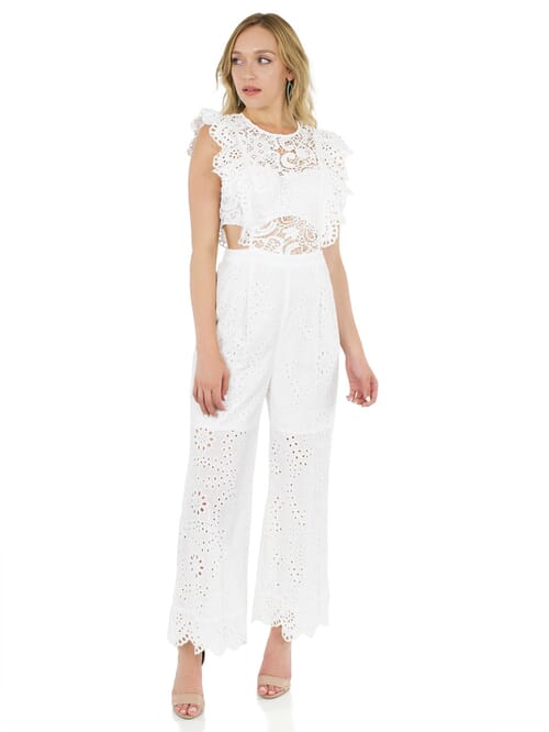 White eyelet hot sale jumpsuit