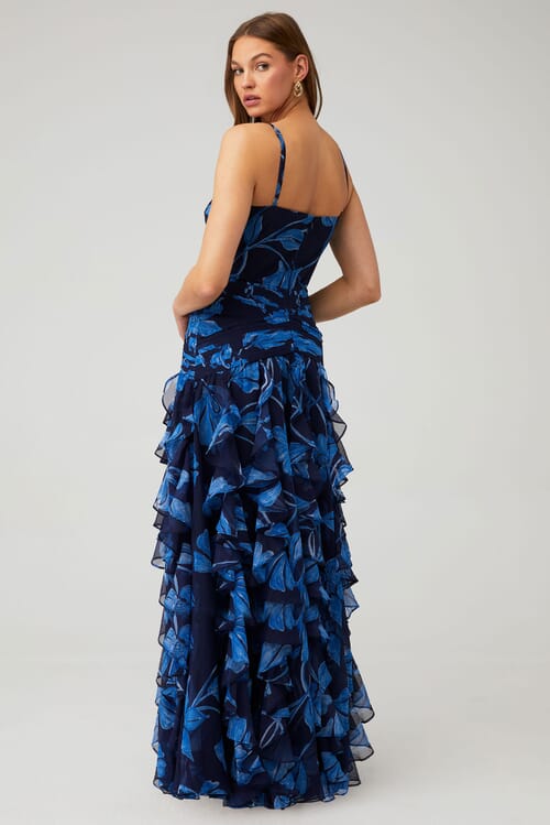 人気 NIGHT FLOWER GOWN PatBO | Nightflower Bustier Maxi Dress in Indigo| FashionPass