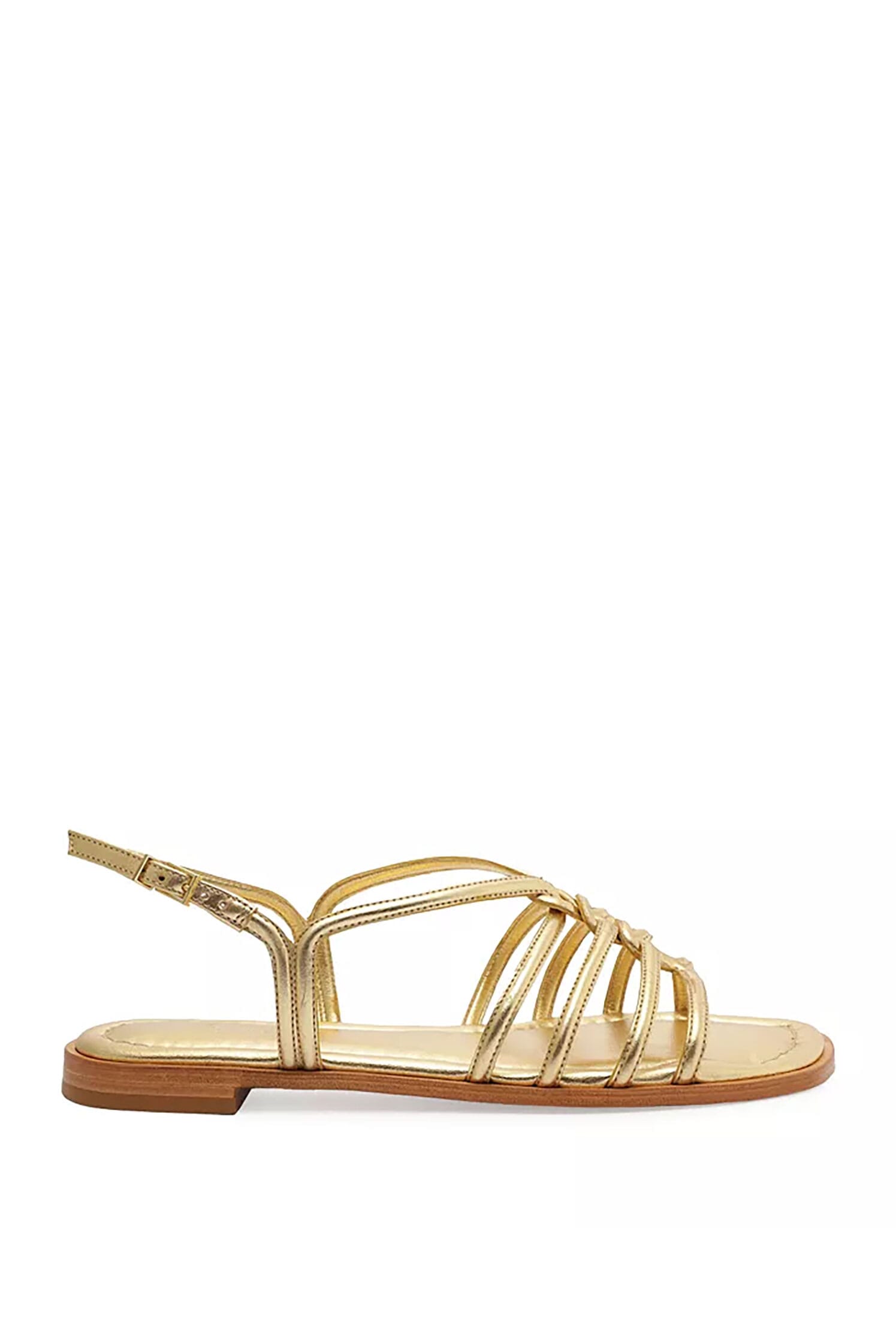 Schutz | Octavia Flat Sandal in Ouro | FashionPass