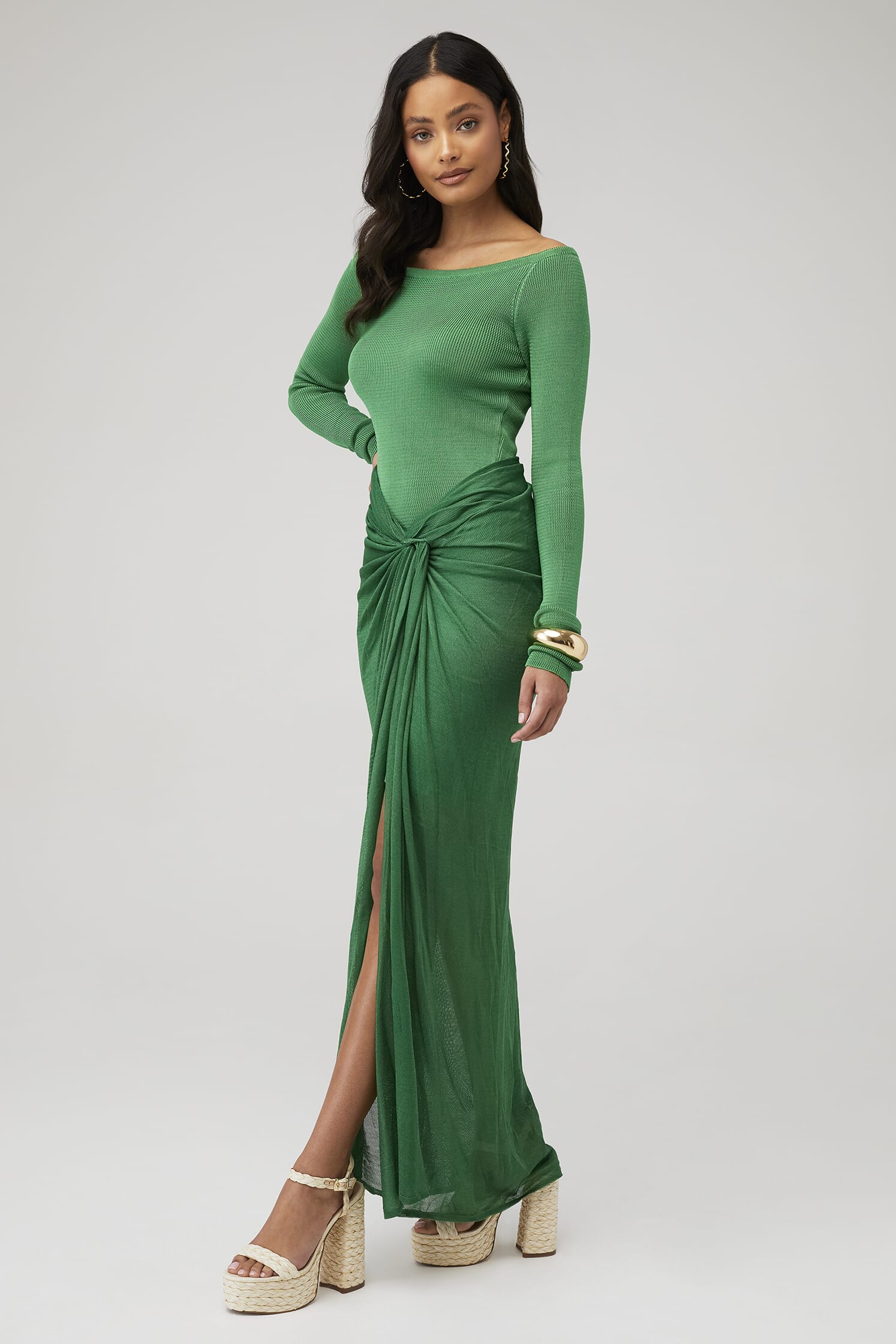 baobab green maxi dress Baobab Aman Maxi Dress in Green Eden Chiffon – SANDS main image 0