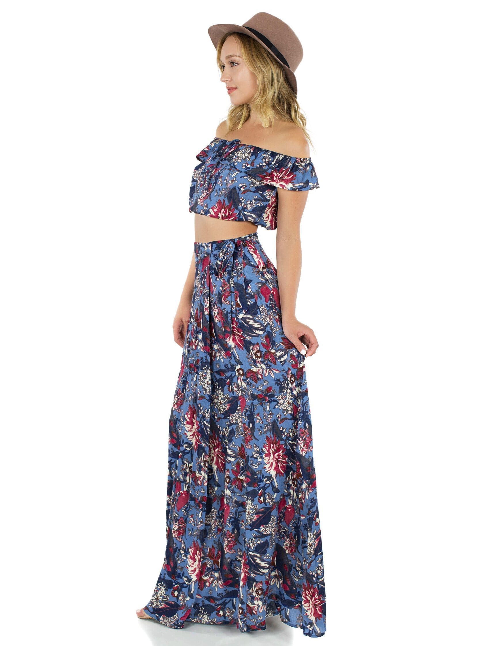 FashionPass Looking For Adventure Two-Piece Set in Blue/Floral