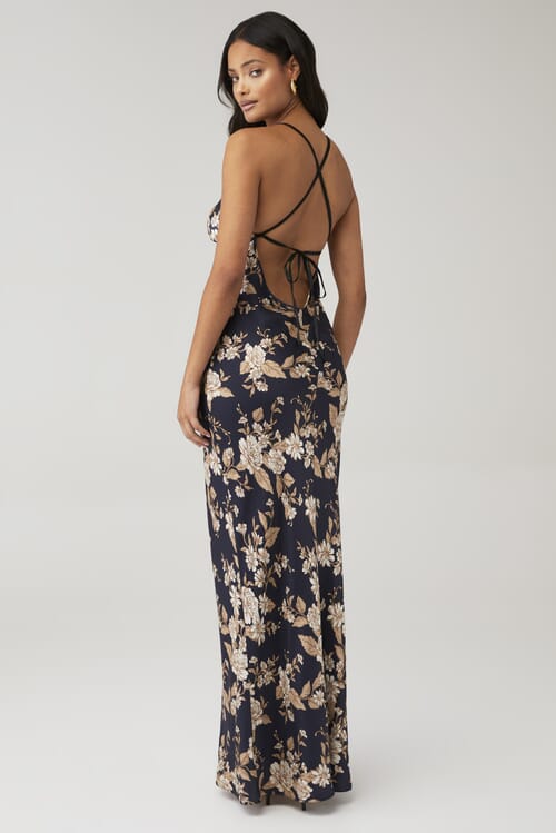 Floral silk maxi on sale dress