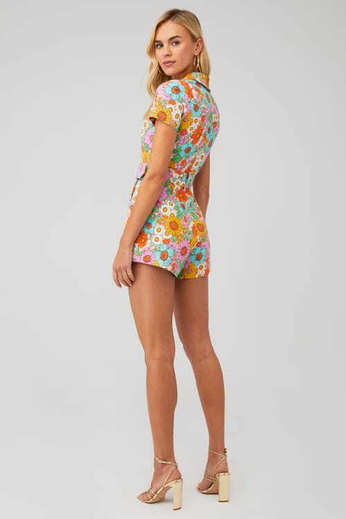 Show Me Your Mumu Outlaw Romper In Flower Market Denim Fashionpass