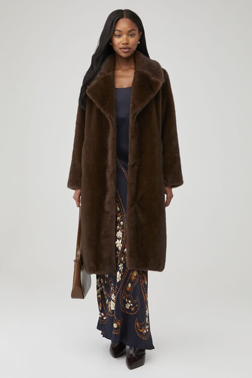 Être Aimé | X Unreal Fur Oversized Coat in Brown| FashionPass
