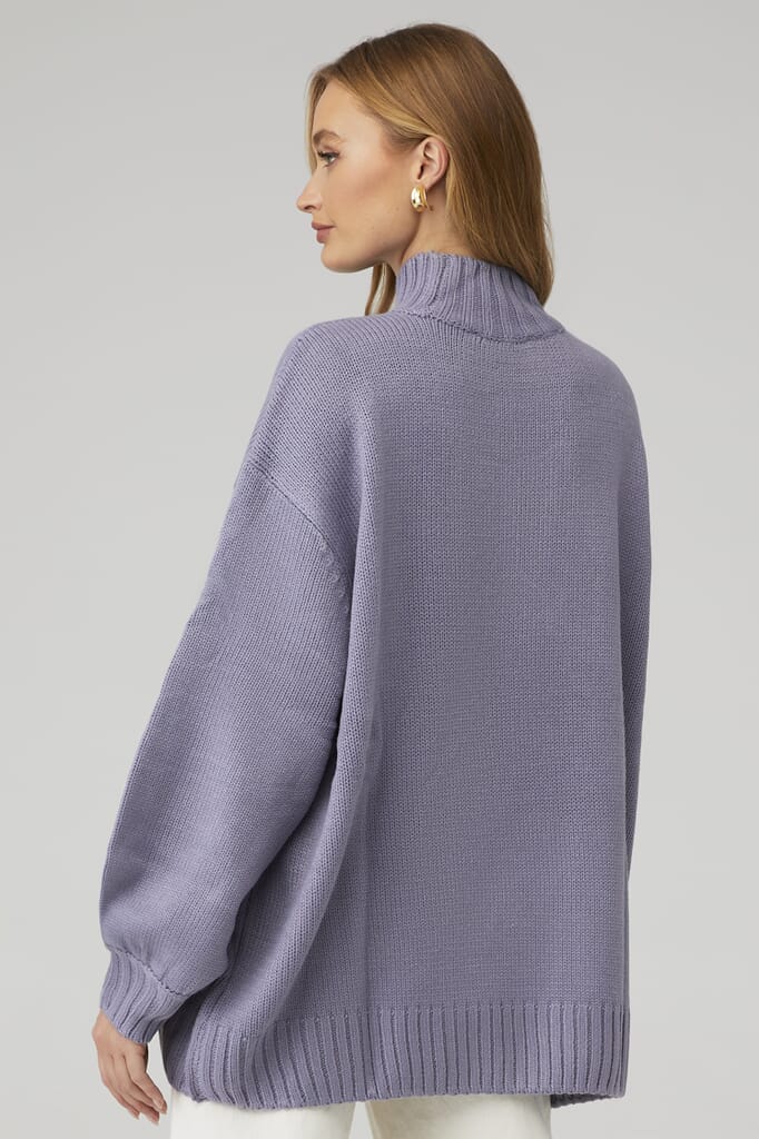 MERRY Mock Neck Oversized Sweatshirt in Heather Grey