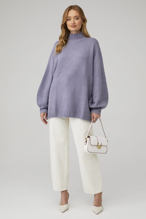 WeWoreWhat | Oversized Mock Neck Sweater in Grey| FashionPass